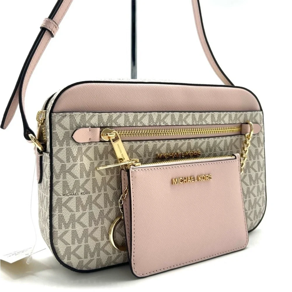 Michael Kors Jet Set LG Signature Logo Crossbody Bag & Matching TZ Coinpouch ID - Picture 3 of 14